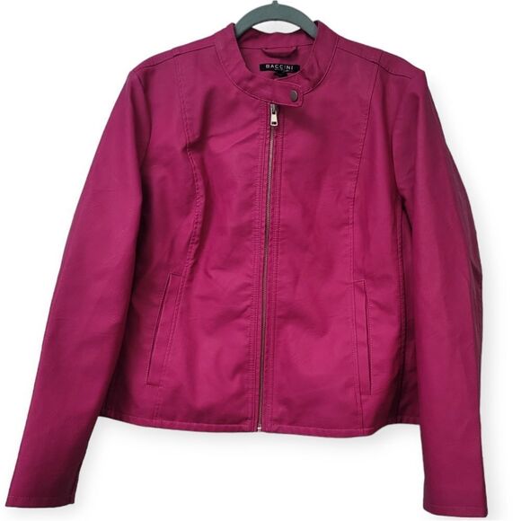 Baccini Jackets & Blazers - BACCINI fuschia faux leather jacket, Xlarge
